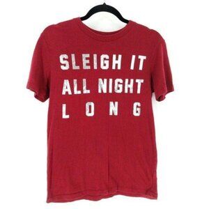 Aeropostale Christmas T Shirt Womens XS Sleigh It All Night Long Burgundy Silver